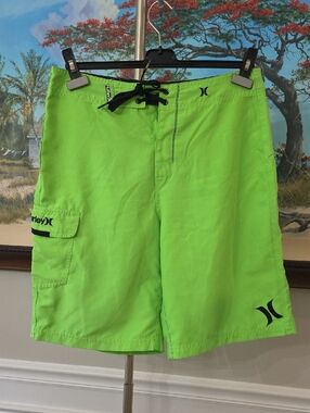 Hurley Men’s Bright Neon Green Swim Board Shorts